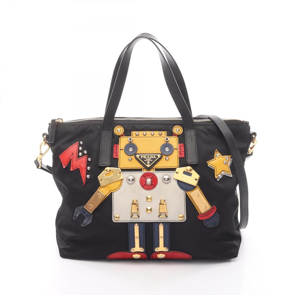 Prada Tote Tessuto Saffiano Bag Saffiano Leather Black Multicolor